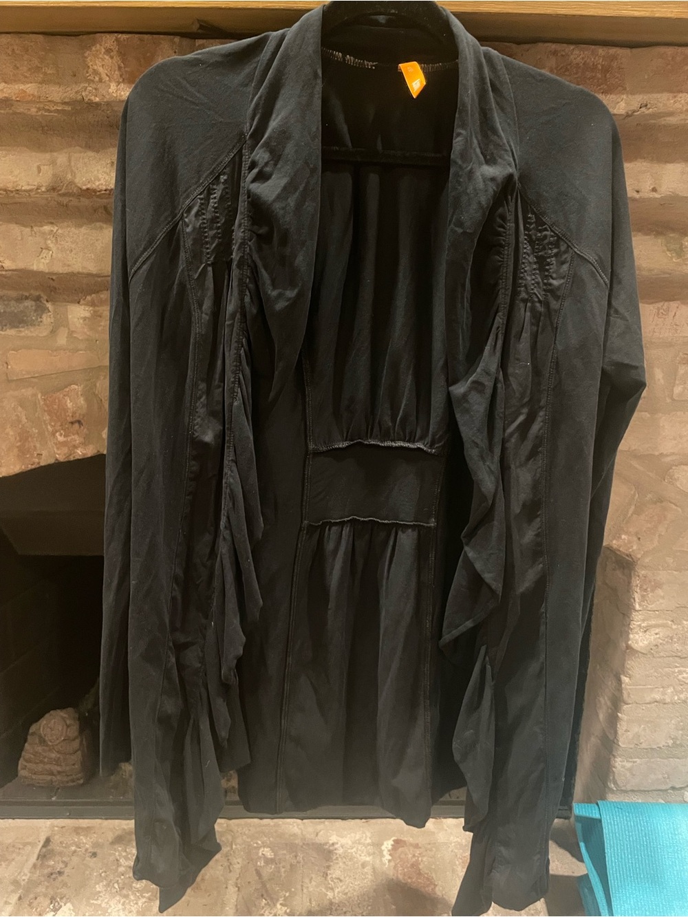 Lucy Black Draped Open-Front Robe Cardigan